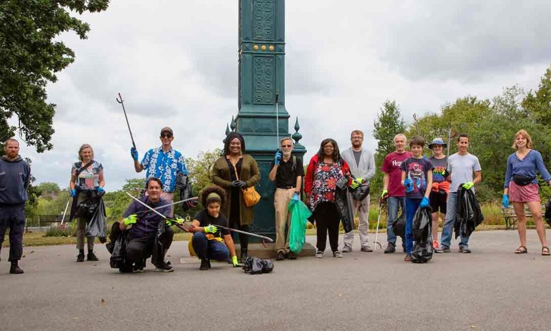 Joining litter pickers at Brockwell Park