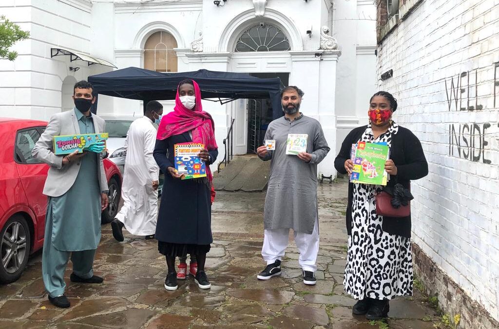 Handing out Eid Gifts at Stockwell Green Mosque