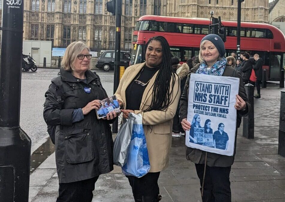 Taking deliveries of postcards to MPs from Keep Our NHS Public